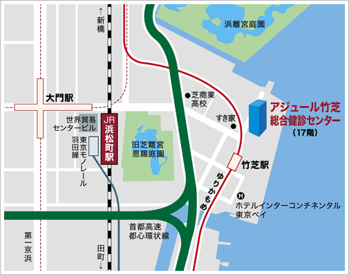 アジュール竹芝総合健診センター地図